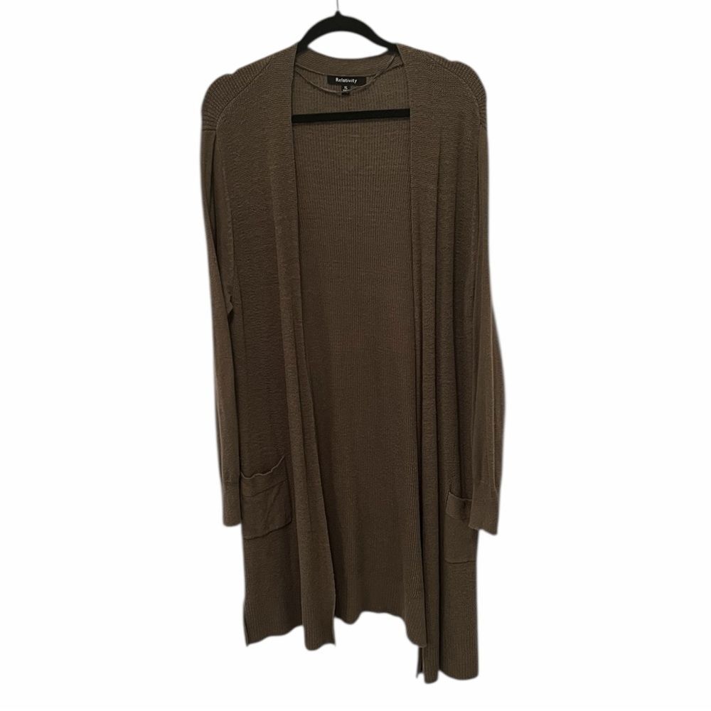 Relativity Olive Open-Front Cardigan
